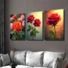 3pcs Vibrant Rose Flower Green Picture Wall Art Set Canvas Framed 40x60cm - High Quality Print 100% Australian Made Wall Canvas Ready to Hang - Image 2