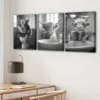 3pcs Highland Cows Bath Yaks, Gray White Buffalo Wall Art Set Canvas Framed 40x60cm - High Quality Print 100% Australian Made Wall Canvas Ready to Hang - Image 3