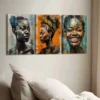 3pcs Fashion Portraits Vibrant Abstract Black Wall Art Set Canvas Framed 40x60cm - High Quality Print 100% Australian Made Wall Canvas Ready to Hang - Image 2