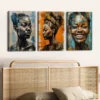 3pcs Fashion Portraits Vibrant Abstract Black Wall Art Set Canvas Framed 40x60cm - High Quality Print 100% Australian Made Wall Canvas Ready to Hang - Image 3