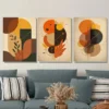 3pcs Retro Abstract Geometric & Floral Designs Wall Art Set Canvas Framed 40x60cm - High Quality Print 100% Australian Made Wall Canvas Ready to Hang - Image 3