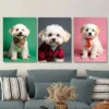 3pcs Chic & Stylish Dog Green, Gray, Pink Wall Art Set Canvas Framed 40x60cm - High Quality Print 100% Australian Made Wall Canvas Ready to Hang - Image 3