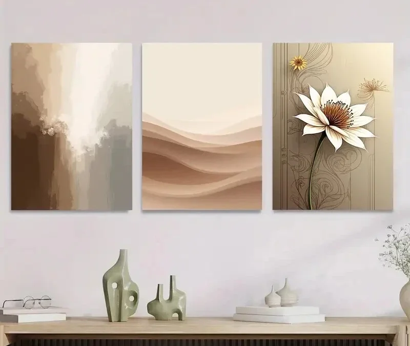 3pcs Luxury Modern Abstract Elegant Floral Wall Art Set Canvas Framed 40x60cm – High Quality Print 100% Australian Made Wall Canvas Ready to Hang