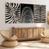 3pcs Abstract Plant Black Leaves White Bohemian Wall Art Set Canvas Framed 40x60cm - High Quality Print 100% Australian Made Wall Canvas Ready to Hang - Image 2