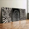 3pcs Abstract Plant Black Leaves White Bohemian Wall Art Set Canvas Framed 40x60cm - High Quality Print 100% Australian Made Wall Canvas Ready to Hang - Image 3