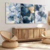 3pcs Blue Botanical Blue Leaves Abstract Wall Art Set Canvas Framed 40x60cm - High Quality Print 100% Australian Made Wall Canvas Ready to Hang - Image 2