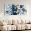 3pcs Blue Botanical Blue Leaves Abstract Wall Art Set Canvas Framed 40x60cm - High Quality Print 100% Australian Made Wall Canvas Ready to Hang - Image 3