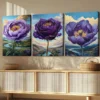 3pcs Abstract Charming Purple Flowers Blue Sky Wall Art Set Canvas Framed 40x60cm - High Quality Print 100% Australian Made Wall Canvas Ready to Hang - Image 2