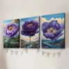 3pcs Abstract Charming Purple Flowers Blue Sky Wall Art Set Canvas Framed 40x60cm - High Quality Print 100% Australian Made Wall Canvas Ready to Hang - Image 3