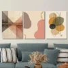 3pcs Modern Abstract Geometric Shapes & Golden Wall Art Set Canvas Framed 40x60cm - High Quality Print 100% Australian Made Wall Canvas Ready to Hang - Image 2