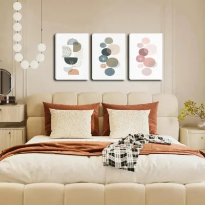 3pcs Abstract Geometric Wall Art Set Canvas Framed 40x60cm - High Quality Print 100% Australian Made Wall Canvas Ready to Hang
