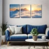 3pcs Serene Mountain Sunrise Scene with Snow Wall Art Set Canvas Framed 40x60cm - High Quality Print 100% Australian Made Wall Canvas Ready to Hang - Image 2