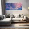 3pcs Pink Cherry Blossom Landscape  Wall Art Set Canvas Framed 50x70cm - High Quality Print 100% Australian Made Wall Canvas Ready to Hang - Image 3