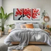 3pcs Red Leaf Vintage Style Wall Art Set Canvas Framed 50x70cm - High Quality Print 100% Australian Made Wall Canvas Ready to Hang - Image 3
