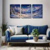 3pcs Majestic Snow ,Mountains & Starry Night Sky  Wall Art Set Canvas Framed 50x70cm - High Quality Print 100% Australian Made Wall Canvas Ready to Hang - Image 2
