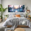 3pcs Serene Waterfall & Mountain Landscape Wall Art Set Canvas Framed 40x60cm - High Quality Print 100% Australian Made Wall Canvas Ready to Hang