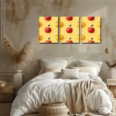 3pcs Different Sizes Of Apple Creative Style Wall Art Set Canvas Framed 50x70cm - High Quality Print 100% Australian Made Wall Canvas Ready to Hang