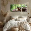 3pcs Serene Water Flow Landscape with Floral Wall Art Set Canvas Framed 40x60cm - High Quality Print 100% Australian Made Wall Canvas Ready to Hang - Image 2