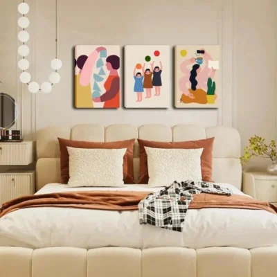 3pcs Modern Retro People Wall Art Set Canvas Framed 40x60cm - High Quality Print 100% Australian Made Wall Canvas Ready to Hang