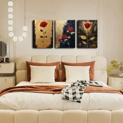 3pcs The Gorgeous Roses Wall Art Set Canvas Framed 40x60cm - High Quality Print 100% Australian Made Wall Canvas Ready to Hang