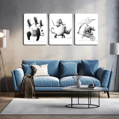 3pcs Abstract Striped Wall Art Set Canvas Framed 40x60cm - High Quality Print 100% Australian Made Wall Canvas Ready to Hang