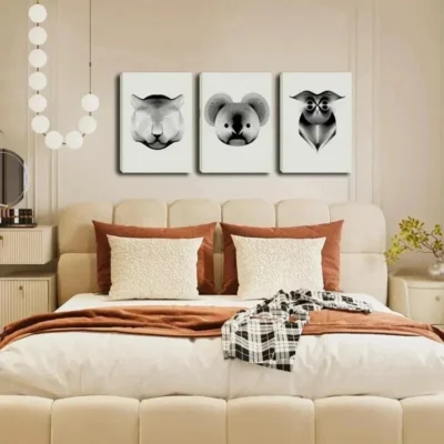 3pcs Abstract Line Art Animal Series Wall Art Set Canvas Framed 40x60cm - High Quality Print 100% Australian Made Wall Canvas Ready to Hang