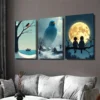 3pcs Winter Scene Blue Bird, And Moonlit Snow Wall Art Set Canvas Framed 40x60cm - High Quality Print 100% Australian Made Wall Canvas Ready to Hang - Image 3