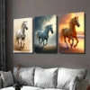3pcs Horses Modern Pictures Blue Running Wall Art Set Canvas Framed 40x60cm - High Quality Print 100% Australian Made Wall Canvas Ready to Hang - Image 3