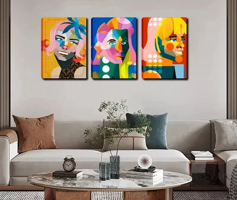 3pcs Vibrant Colorful Female Figures Wall Art Set Canvas Framed 40x60cm – High Quality Print 100% Australian Made Wall Canvas Ready to Hang