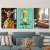 3pcs Colorful Giraffe Whimsical Modern Painting Wall Art Set Canvas Framed 40x60cm - High Quality Print 100% Australian Made Wall Canvas Ready to Hang - Image 2