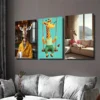 3pcs Colorful Giraffe Whimsical Modern Painting Wall Art Set Canvas Framed 40x60cm - High Quality Print 100% Australian Made Wall Canvas Ready to Hang - Image 3