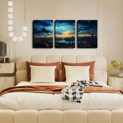3pcs Gorgeous night view of the city Wall Art Set Canvas Framed 40x60cm - High Quality Print 100% Australian Made Wall Canvas Ready to Hang