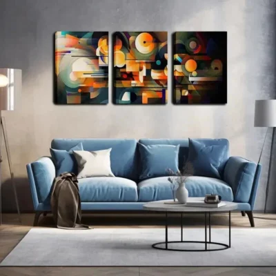 3pcs Colorful Abstract Painting Of Technology Wall Art Set Canvas Framed 40x60cm - High Quality Print 100% Australian Made Wall Canvas Ready to Hang