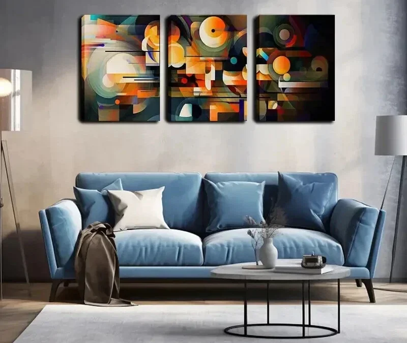 3pcs Colorful Abstract Painting Of Technology Wall Art Set Canvas Framed 40x60cm – High Quality Print 100% Australian Made Wall Canvas Ready to Hang