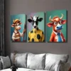 3pcs Colorful Cow Modern Farmhouse Animal Wall Art Set Canvas Framed 40x60cm - High Quality Print 100% Australian Made Wall Canvas Ready to Hang - Image 3