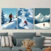 3pcs Snowy Mountain Ski Adventure Picture Wall Art Set Canvas Framed 40x60cm - High Quality Print 100% Australian Made Wall Canvas Ready to Hang - Image 2