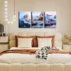 3pcs Snowy Mountain Scenery Wall Art Set Canvas Framed 40x60cm - High Quality Print 100% Australian Made Wall Canvas Ready to Hang - Image 2
