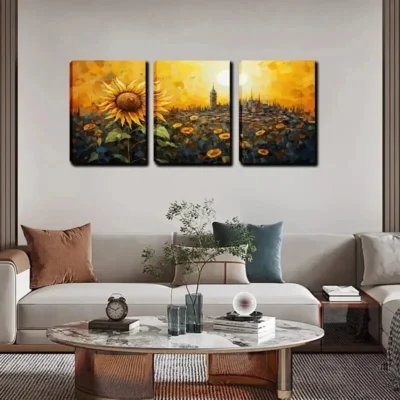 3pcs Bunch Of Sunflowers Wall Art Set Canvas Framed 40x60cm - High Quality Print 100% Australian Made Wall Canvas Ready to Hang