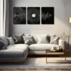 3pcs Black & White Geometric Wall Art Set Canvas Framed 40x60cm - High Quality Print 100% Australian Made Wall Canvas Ready to Hang - Image 2
