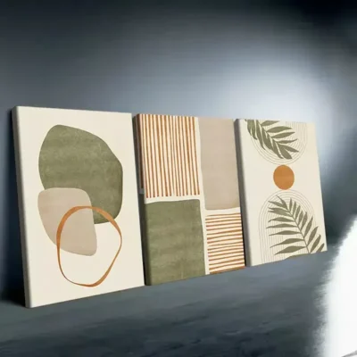 3pcs Bohemian Abstract Tropical Leaf Art Canvas Framed 50x70cm - High Quality Print 100% Australian Made Wall Canvas Ready to Hang