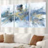 3pcs Abstract Blue and Golden Wall Art Set Canvas Framed 50x70cm - High Quality Print 100% Australian Made Wall Canvas Ready to Hang - Image 2