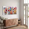 3pcs Colorful Watercolor Floral Wall Art Set Canvas Framed 50x70cm - High Quality Print 100% Australian Made Wall Canvas Ready to Hang - Image 2