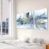 3pcs Abstract Blue and Golden Wall Art Set Canvas Framed 50x70cm - High Quality Print 100% Australian Made Wall Canvas Ready to Hang - Image 3
