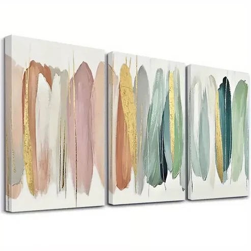 3pcs Modern Abstract Colorful Banana Leaves Wall Art Set Canvas Framed 50x70cm – High Quality Print 100% Australian Made Wall Canvas Ready to Hang