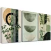 3pcs Abstract Shapes Water Color Painting In Shades Of Green Canvas Framed 50x70cm- High Quality Print 100% Australian Made Wall Canvas Ready to Hang