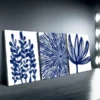3pcs Vibrant Blue Abstract & Floral Canvas Framed 50x70cm- High Quality Print 100% Australian Made Wall Canvas Ready to Hang - Image 2
