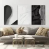 3pcs Black and White Abstract Canvas Framed 50x70cm- High Quality Print 100% Australian Made Wall Canvas Ready to Hang - Image 2