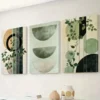 3pcs Abstract Shapes Water Color Painting In Shades Of Green Canvas Framed 50x70cm- High Quality Print 100% Australian Made Wall Canvas Ready to Hang - Image 3