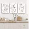 3pcs Minimalist Woman Flower Line Canvas Framed 50x70cm- High Quality Print 100% Australian Made Wall Canvas Ready to Hang - Image 2