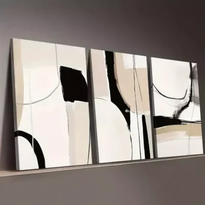 3pcs Light Luxury Style Abstract Geometric Blue Wall Art Set Canvas Framed 50x70cm - High Quality Print 100% Australian Made Wall Canvas Ready to Hang